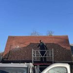 Portable scaffolding tower used for roof cleans